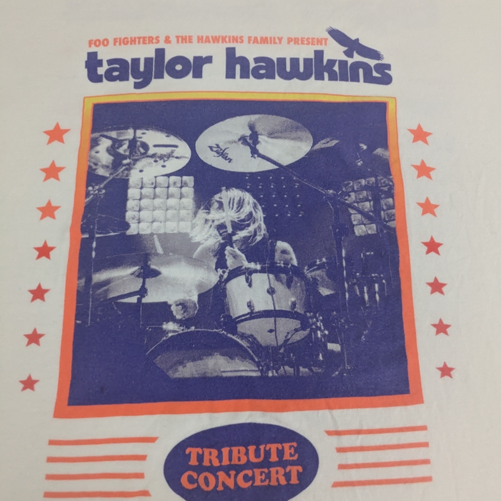 Taylor Hawkins Foo Fighters Drummer Tribute Concert White Tee Dave Grohl XL